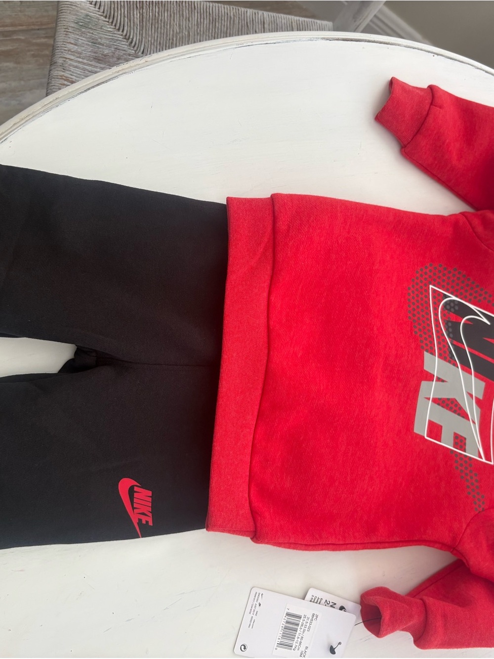 Nike Kids Red Sweatshirt and Black Joggers Matching Set